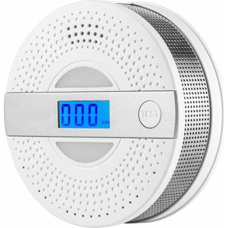Smoke and Carbon Monoxide Detector, 2 in 1 CO and Smoke Detector, Upgraded Battery Powered Sensor with LCD Display, Automatic Carbon Monoxide Monitoring, CO and Smoke Detector (1/4)