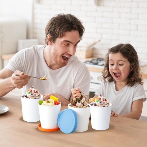 Récipients à glace faits maison (4 paquets de 3,8 litres chacun), récipients de conservation réutilisables en plastique PP, pour la congélation, récipients à glace étanches avec couvercle en silicone
