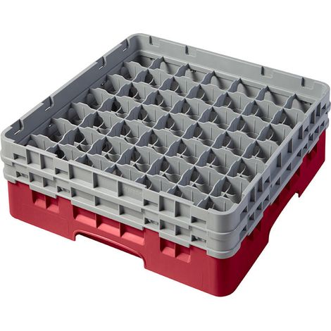 Casiers de lavage - Haut max 13.3 cm - 50 x 50 x 18.4 cm - Groseille - Lot de 4 - Cambro
