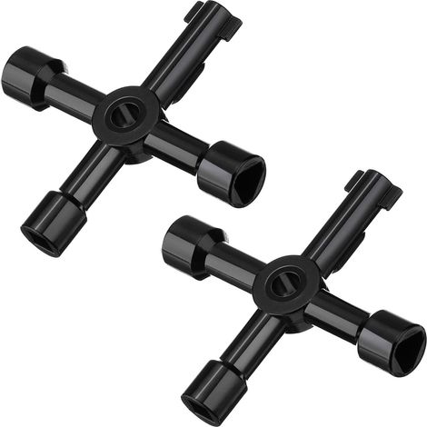 2 x Llaves para panel de gabinete eléctrico Medidor de gas Uso de agua Llave de 4 vías para múltiples aplicaciones Color negro (1/5)