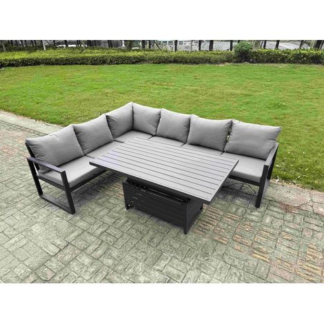 Fimous 5 Piece Garden Furniture Set 6 Seater Aluminium Outdoor Dining Set Dining Table & Cushions, Grey (1/5)