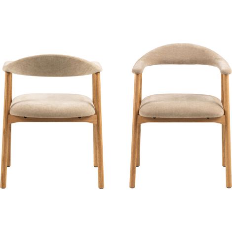 Lot de 2 fauteuils de table en tissu et bois - Beige - ANABATE (1/5)