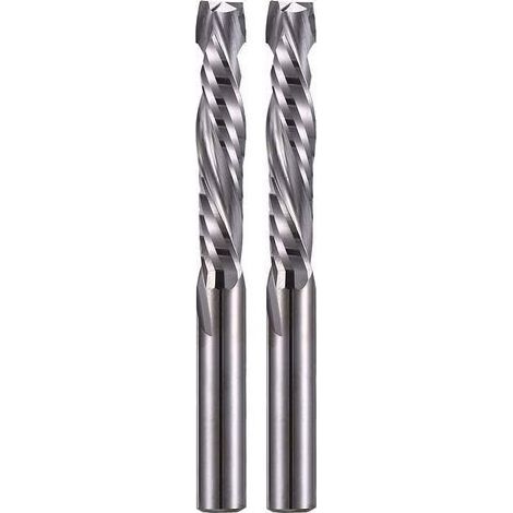 Lot de 2 fraises hélicoïdales de compression 6 mm Tige 6 mm Longueur de coupe 32 mm Pour bois dur et acrylique Haute précision CNC (1/5)
