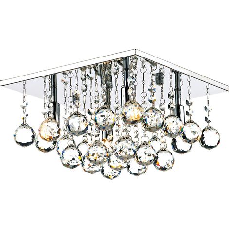 DAR ABACUS - Plafonnier Carré Crystal 300mm G9 Chrome Poli, 4x G9 (1/5)