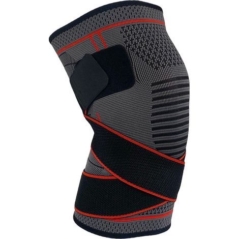 Genouillères de sport rouges, genouillères élastiques ajustables taille M (2 pièces), genouillères de compression pour le sport, genouillères rotulie (1/5)