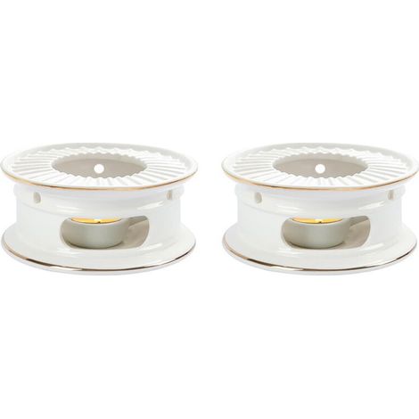 2X Chauffe-Théière, Chauffe-Thé en Céramique avec Photophore, Chauffe-Théière pour Chauffer le Café, le Lait, Chauffe-Plat (1/4)