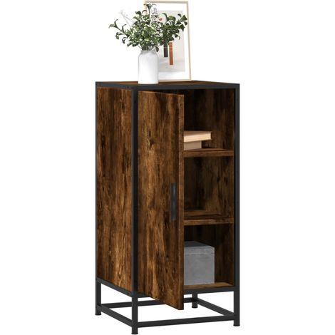 Sideboard Räuchereiche 35,5x35x76 cm Holzwerkstoff und Metall
