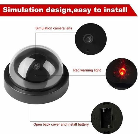 Caméra De Surveillance Factice - Dôme Avec LED Clignotante - Usage Intérieur Et Extérieur - 4 Pièces (1/5)