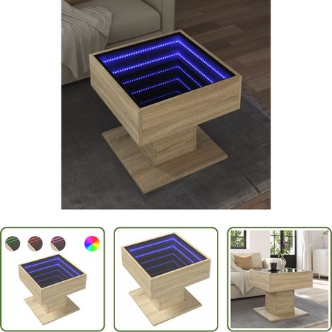 Holzwerkstoff Couchtisch - LED-Couchtisch Sonoma Eiche 50x50x45 cm Holzwerkstoff (1/5)