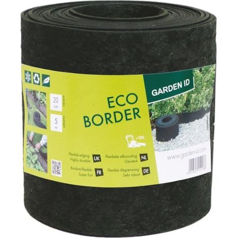 Gartenbordüre aus recyceltem Gummi - GARDEN ID Eco Border - 5 m H20 cm - Unzerstörbar - Flexibel, gerade oder gebogene Verlegung.