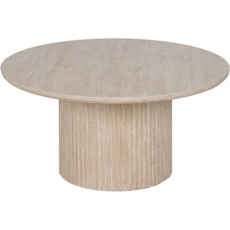 Table basse ronde THYMORIA pierre beige 90 cm pied cannelé