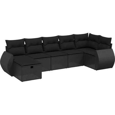 Maison Exclusive - Set Divani da Giardino con Cuscini 7pz Nero Polyrattan