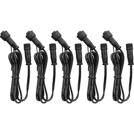 Deck lighting extension cable with male and female connectors, suitable for deck lighting, 1 m long, IP67 waterproof, 5 pieces (1/5)