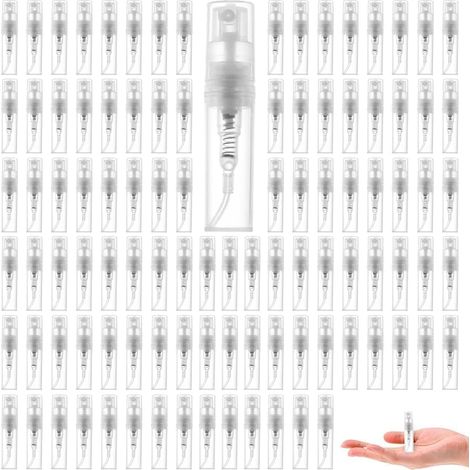 100PCS Echantillon Pafum Vide, Mini Vapoisateu Pafum 2ML Tanspaents Vapoisateu Vide Flacon Spay Vide Voyage Potable Flacons Atomiseus pou Eau Alcool Cosmétique