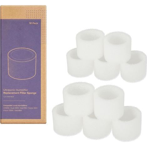 Replacement humidifier filters, compatible with Dual150, Dual200S, Classic300(S) and LV600S models, pack of 10, white (1/5)