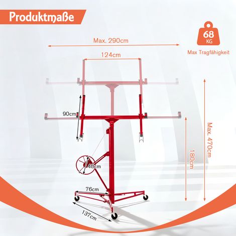 Scie d'élagage télescopique avec treuil, hauteur réglable de 180 à 470 cm, angle d'inclinaison de 60°, 3 roues verrouillables et trépied stable – Élagage sécurisé sans échelle, charge maximale de 68 k (1/4)