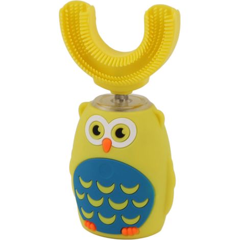 Brosse à dents électrique en forme de U, ultrasonique, automatique, rechargeable par USB, mignonne, pour enfants, jaune (1/5)