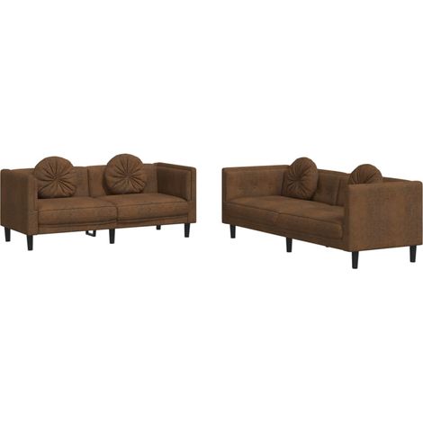 Maison Exclusive - Ensemble de canapés 2 pcs avec coussins marron velours (1/5)