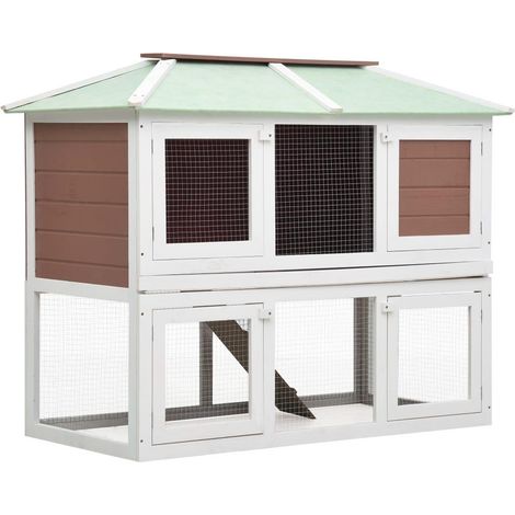Jaula doble 130 x 68 x 105 cm para animales madera marrón 020000573