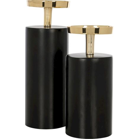 Bougeoir Caya élégance noir et or - Noir intense avec touches d'or (1/5)