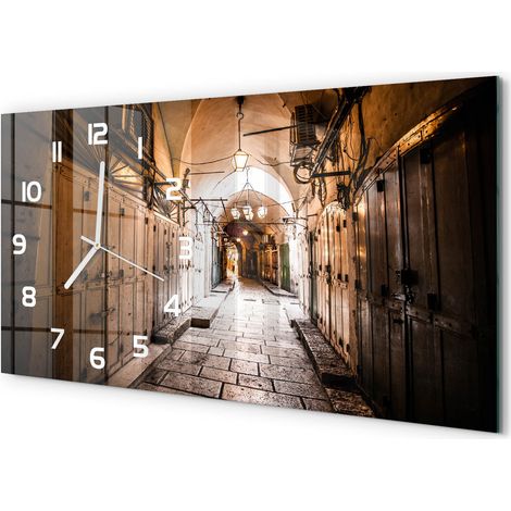 Horloge Murale Salle à Manger 60x30 cm Verre Trempé Design Contemporain Jérusalem (1/5)