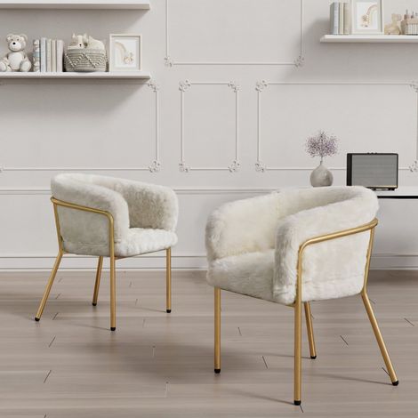 Chaise de loisirs beige style luxe léger avec pieds en métal, revêtement imitation duvet, salon ou chambre (1/5)