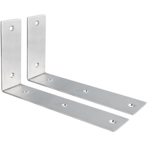 Support d'Étagère d’Élargissement Support d'Angle Brace de Tablette Réglable Murale à Suspendre en Verre/Bois avec Vis, Finition Brossée en Acier Inoxydable, 2 Pcs - 22.5cm (1/5)