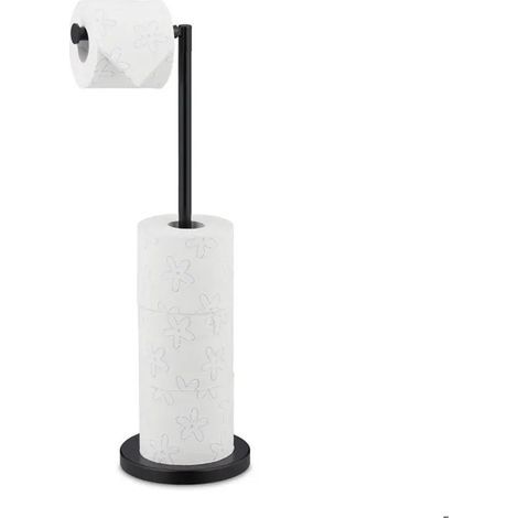 Toilettenpapierhalter – Fassungsvermögen: 4 Rollen – Stabiler Standfuß – Maße: 57 x 21,5 x 16,5 cm – Schwarz, Eisen (1/5)