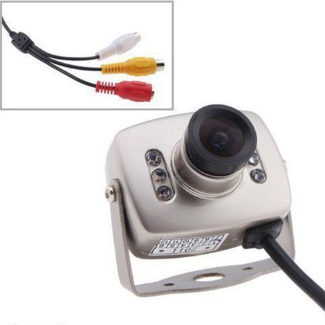 TrAdE Shop Traesio - Mini Micro Telecamera Camera A Colori 6 Led Ir Rca Audio Video Microfono Staffa - (1/5)