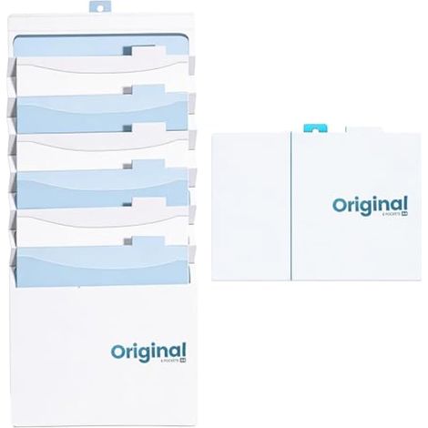 Organiseur mural, classeur accordéon suspendu à 6 poches, étui de classement portable pour documents, lettres, livres, journaux (bleu) (1/5)