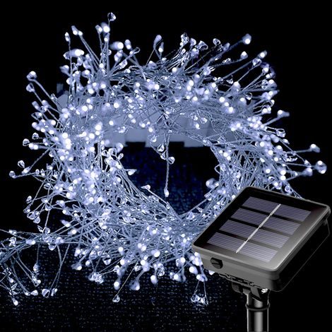 guirlandes lumineuses solaires à LED 200 8 modes fil de cuivre étanche mini guirlande lumineuse en forme pétards pour allée jardin 6 m (1/5)