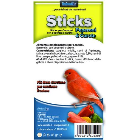 ALSO STICKS CANARINI PEPERONI E CAROTE 85GR (1/2)