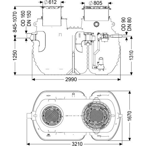 KESSEL 96007-DR-120B séparateur de graisses EasyClean encastré
