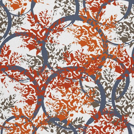 Tela decorativa para exteriores tipo oxford con estampado de hojas otoñales. (1/5)