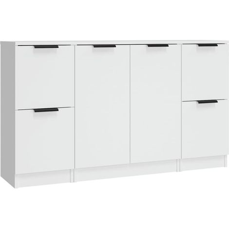 Aparador buffet cómoda armario unidad de almacenamiento organizador cocina salón salón 3 piezas blanco madera contrachapada 020037019