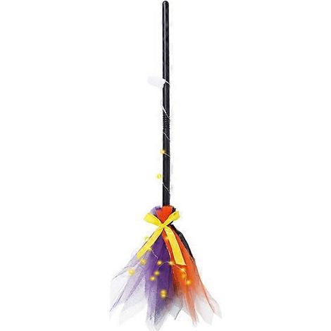 Balai de sorcière en plastique et gaze colorée de 60 cm, accessoire de fête d'Halloween, cadeau pour enfants, décoration d'Halloween pour la maison. (1/5)