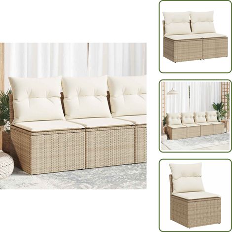 Salon de jardin avec coussins 2 pcs beige résine tressée acacia - Ensemble De Canapés De Jardin - Ensembles De Canapés De Jardin - Ensemble De Canapés D'extérieur - Ensemble De Canapés De Patio (1/5)