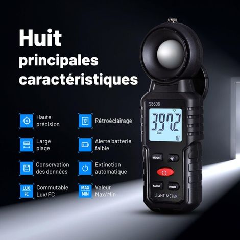 Luxmetro digitale, misurazione della luce con intervallo 0,1-200.000 Lux, misuratore di luce ambientale digitale portatile con portata fino a 200.000 Lux per luci LED e piante. (1/4)