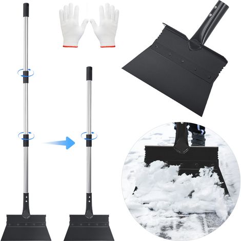 Pelle de jardinage avec manche réglable (136 cm), lame plate robuste en acier, pelle de jardinage, pelle d'extérieur, idéale pour désherber, gratter et déblayer la glace et la neige
