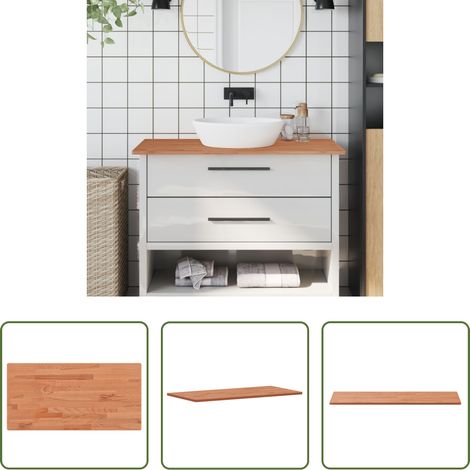 Bois de hêtre - Comptoir de salle de bain 100x50x1,5 cm bois massif de hêtre (1/5)