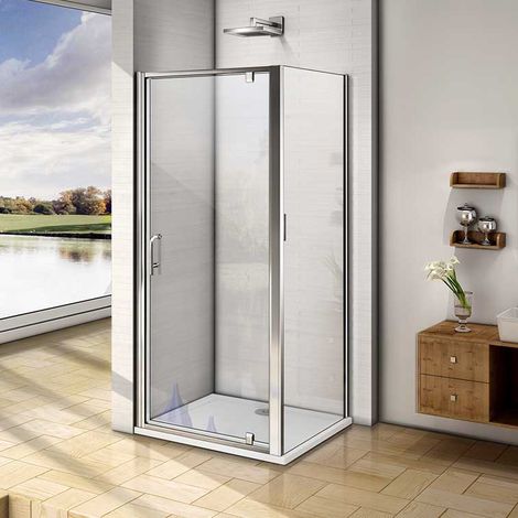 90x185cm Pivot Shower Enclosure Glass Door Walk in 70x185cm Side Panel