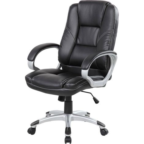 Dmora - Silla de oficina Dminell, Silla ejecutiva con reposabrazos, Silla de oficina ergonómica, 69x63h105/116 cm, Negro (1/5)