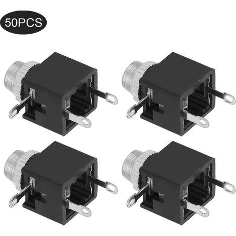 50 adaptateurs de prise jack audio, accessoires électriques, fiche DIP 3,5 mm avec écrou (1/5)