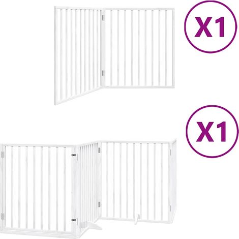 Barrière pour chien porte pliable 6panneaux blanc bois peuplier (1/5)