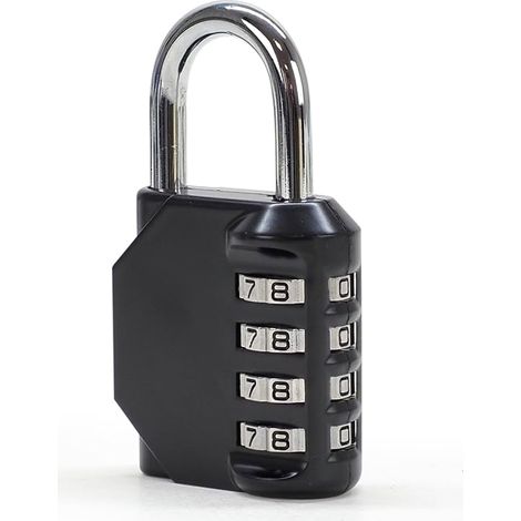 Cadenas à Code pour Casier, Armoire, Coffre, Porte Atelier, Abri de jardin - Combinaison Code 4 chiffres, Sécurité renforcée, Cadenas en Acier trempé et alliage de zinc, Noir (1/4)