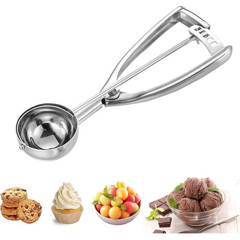 Eisportionierer, 4 cm, Edelstahl 304 mit Auslöser, professioneller Eisportionierer für Obst und Eiscreme (1/5)