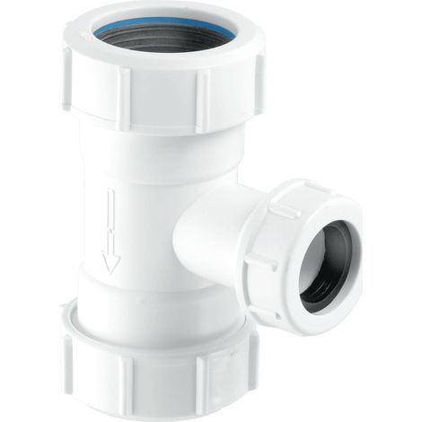 McAlpine V33T-FP Tee Piece with Universal Connection to flush pipe at both ends x 19/23mm Universal Connection