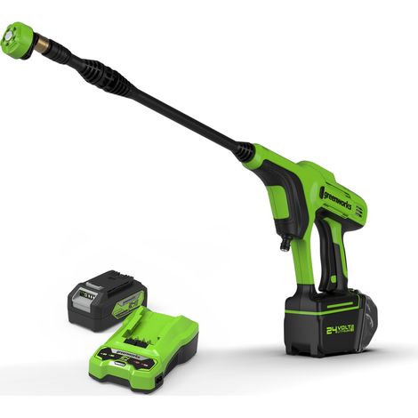 Greenworks – Nettoyeur haute pression électrique 24V – Pression 24 Bar – Débit 180 l/h – Tuyau 6 m – Batterie lithium 4Ah incluse - G24PWXK4 (1/4)