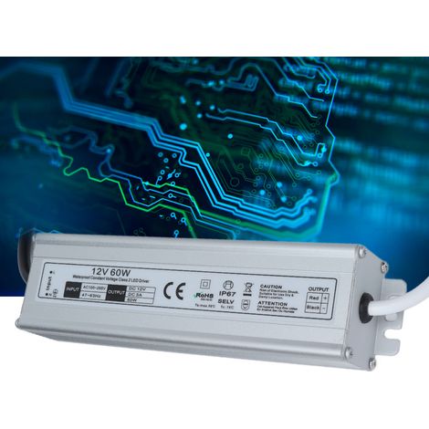 60-W-Schaltnetzteil, wasserdicht nach IP67, mit LED, 12-V-Ausgang (europäischer Standard), Wechselstrom 100–265 V (1/5)
