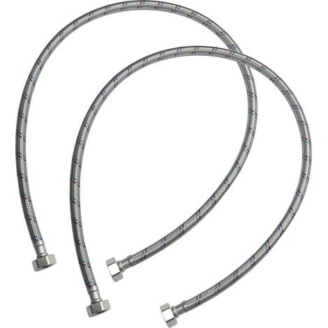 Lot de 2 , Tuyau de raccordement flexible ,1000mm , 1/2" Femelle/Femelle , robinet mitigeur sanitaire cuisine salle de bain plomberie (1/5)